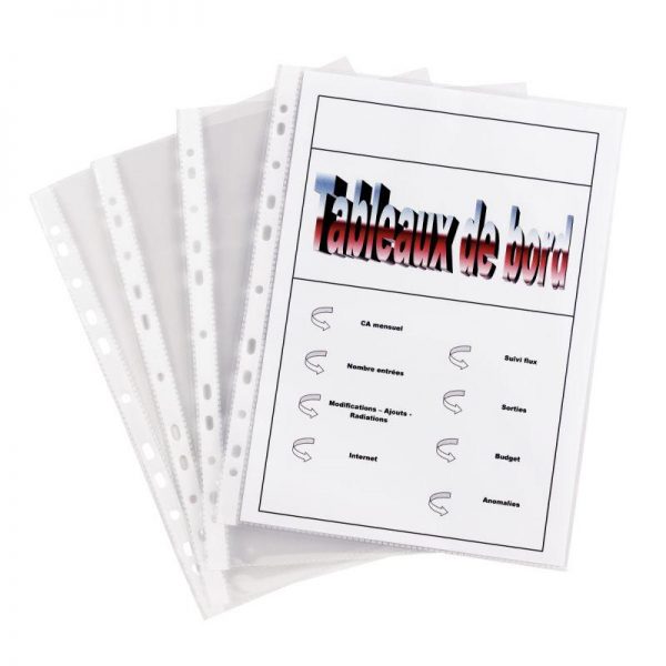 62882 - Sachet 10 pochettes perforées lisses A4 First Sachet 10 pochettes perfor?es First A4 12/100?me – Image 1