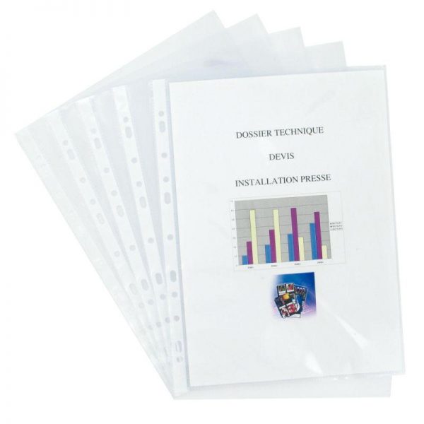 Sachet 10 pochettes perfor?es First A4 12/100?me – Image 2