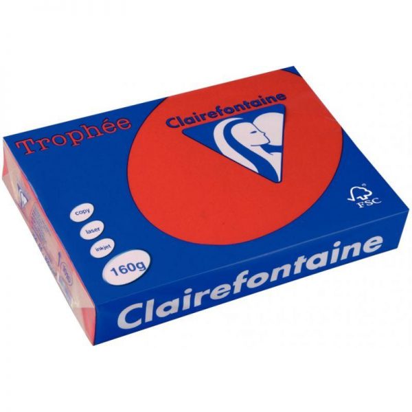 36794 - Ramette A4 250 feuilles 160g Claireontaine Rouge Groseille Ramette A4 250 feuilles 160g Clairefontaine Rouge Groseille – Image 1