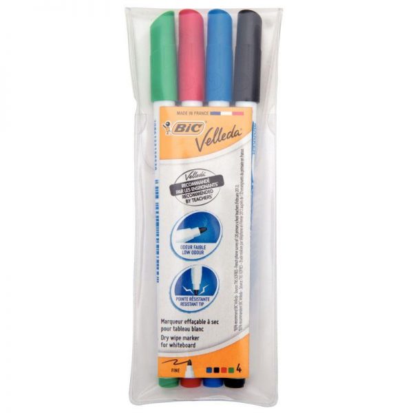 15005 - Pochette 4 Feutres assortis Velleda Pointe Fine Bic Pochette 4 Feutres assortis Velleda Pointe Fine Bic – Image 1