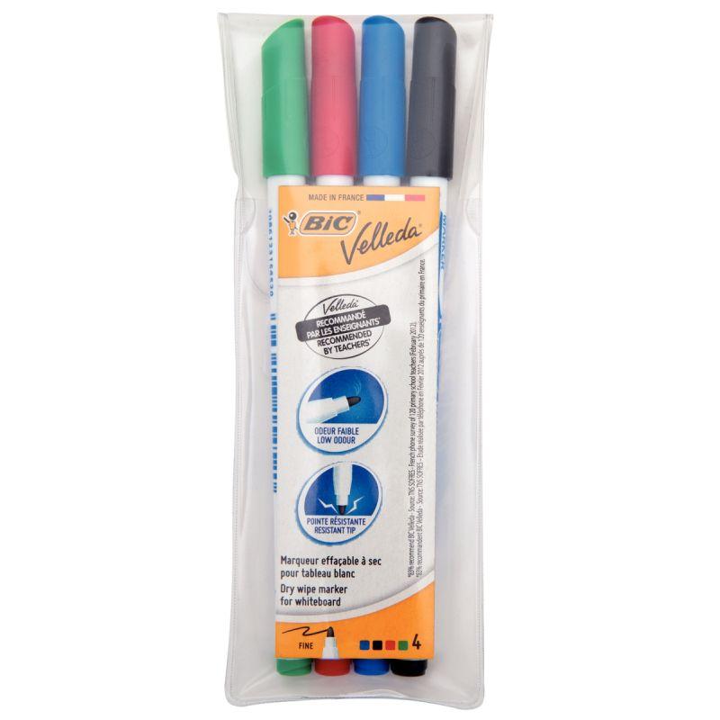 Velleda Bic Pochette de 4 feutres effaçables à sec pointe fine