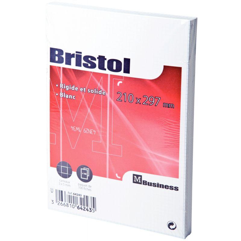 Fiches bristol A5 , couleurs assorties, quadrillé 5x5 - Paquet de 100