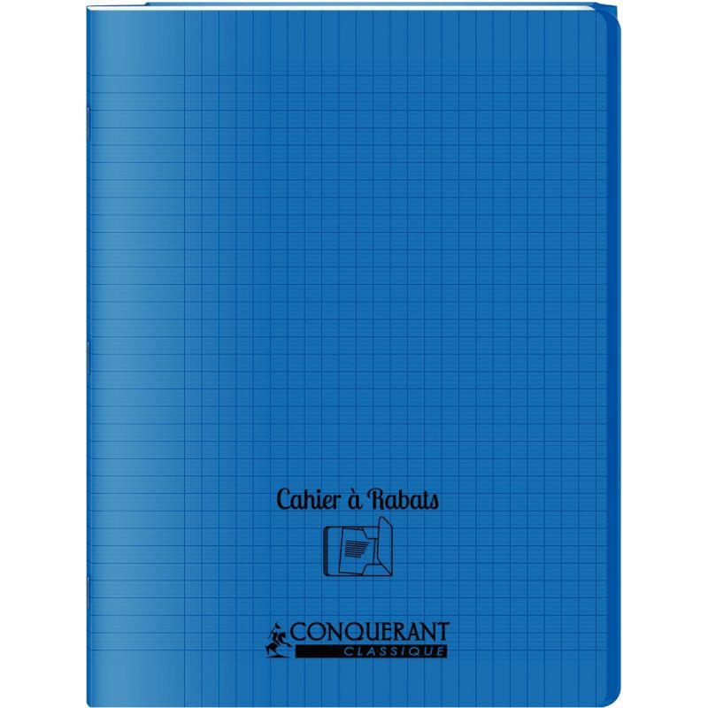 Cahier 24x32 couverture plastique bleu 192p grands carreaux 70g