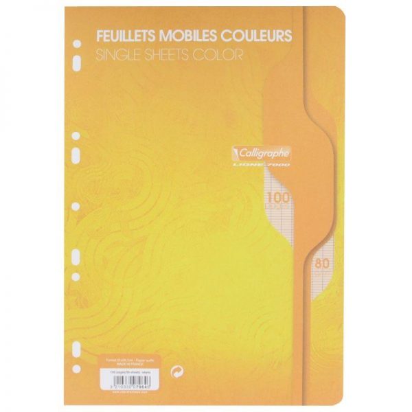 13531 - Sachet 50 Feuilles Mobiles A4 Séyès 80G Jaune Sachet 50 Feuilles Mobiles A4 Séyès 80G Jaune – Image 1