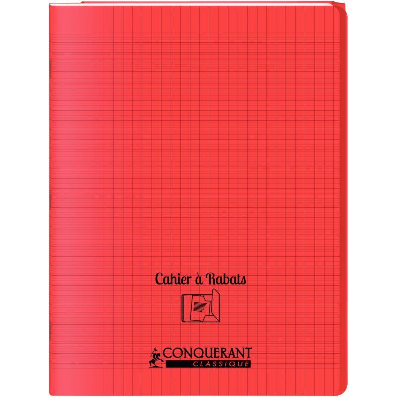 grand cahier 180 pages grands carreaux rouge à spirales conquérant