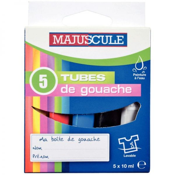 16349 - Boîte 5 tubes 10 ml de gouache assorties Boîte 5 tubes 10 ml de gouache assorties – Image 1