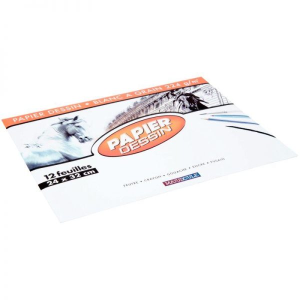 Pochette 12 feuilles dessin 224G 24x32 cm – Image 1