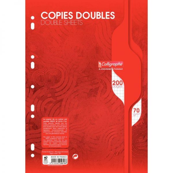 Sachet de 50 Copies Doubles Petits Carreaux – Image 1