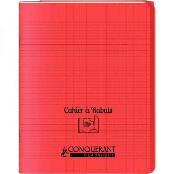 Cahier PP 96 pages 17x22 cm à rabats Séyès Rouge – Image 1