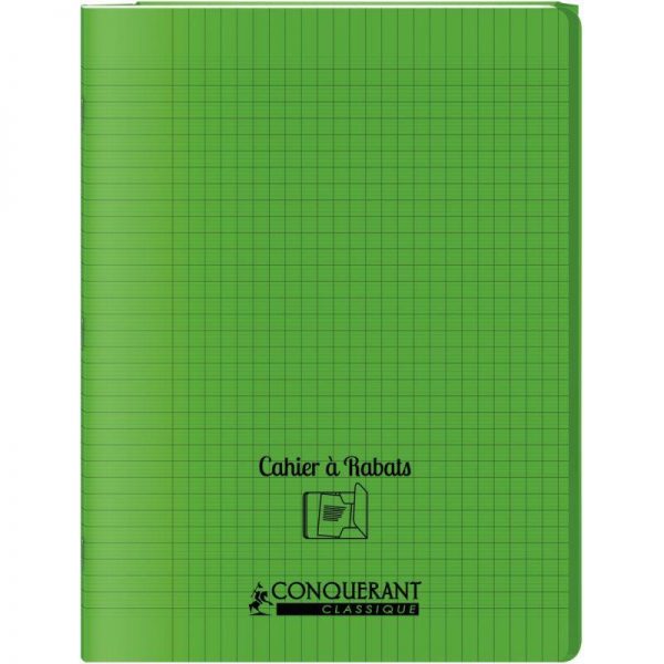 16213 Cahier PP 48 pages 24x32 cm à rabats Séyès Vert – Image 1