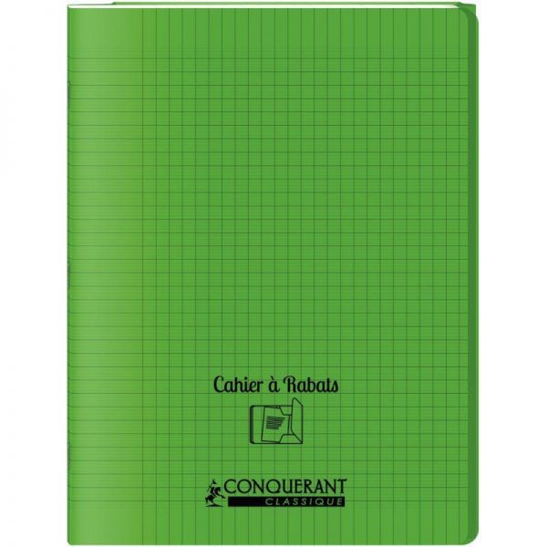 Cahier PP 96 pages 24x32 cm à rabats Séyès Vert – Image 1