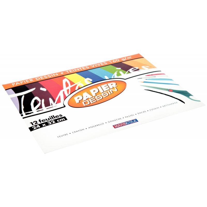 Paquet de 100 feuilles de papier couleur 160g format 24x32 cm 10 couleurs  assorties