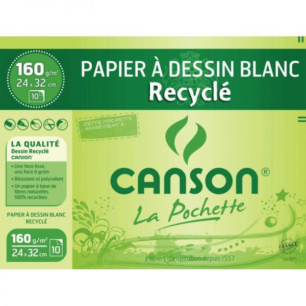 Pochette de 10 Feuilles à Dessin 100% recyclé 160g – Image 1
