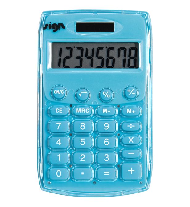 Calculette de poche 8CH Bleue - La Grande Papeterie