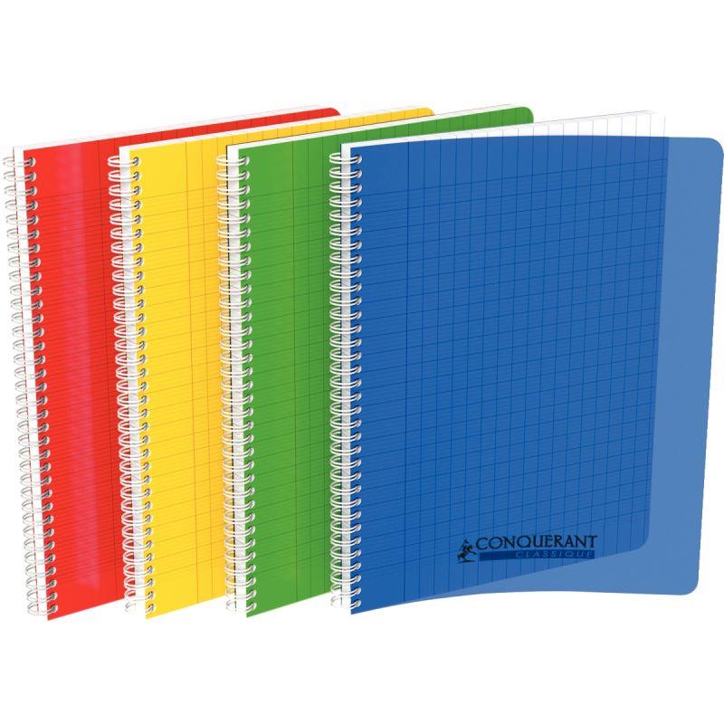 Cahier A4 spirales couverture plastique bleu ciel 80 pages grands carreaux  Miquelrius - Cahiers format 17 x 22 cm - Creavea