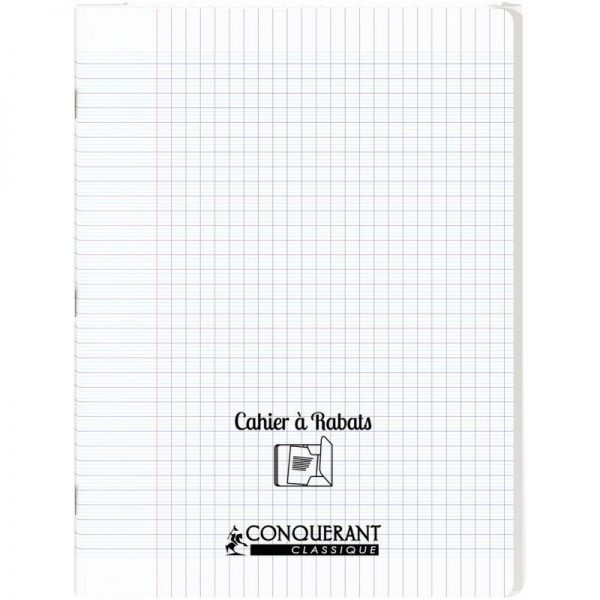 Cahier PP 2 rabats 24x32 cm 96 pages Grands Carreaux Incolore – Image 1
