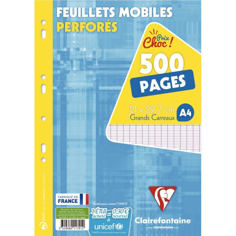 Etui 250 Feuilles Mobiles A4 Grands Carreaux - La Grande Papeterie