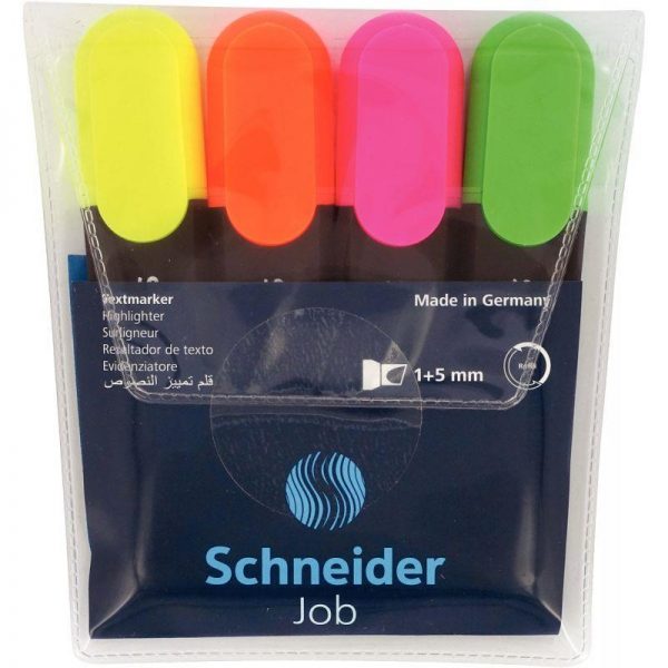33311 Pochette de 4 Surligneurs Schneider Job Assortis – Image 1