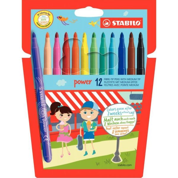 Pochette de 12 Feutres Power pointe moyenne – Image 1