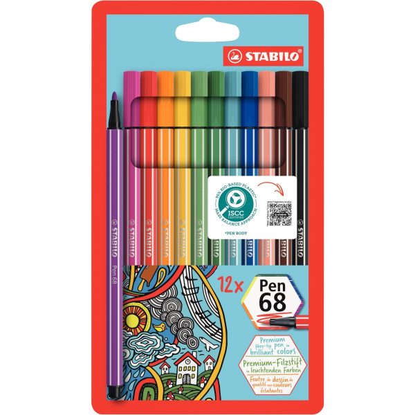 Pochette de 12 feutres Pen 68 assortis – Image 1