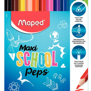 Pochette de 12 crayons de couleur SchoolPeps maxi